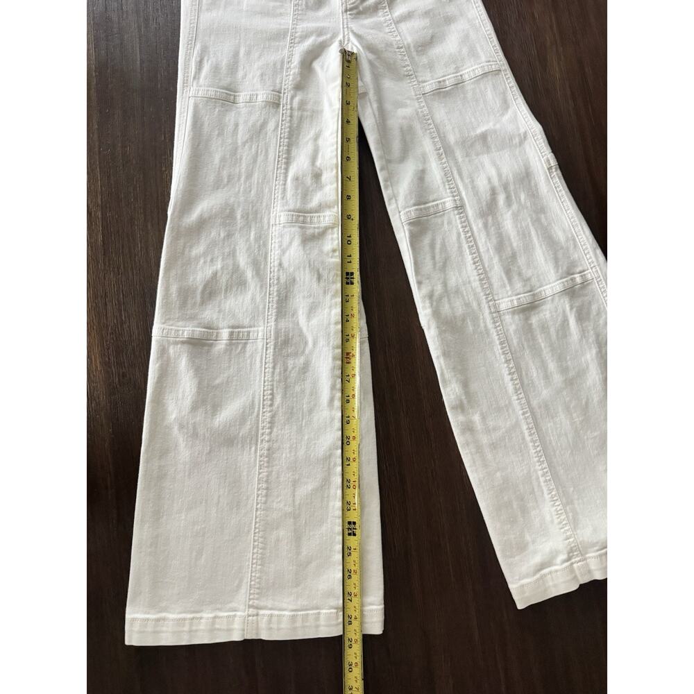 Pilcro Wide-Leg Jeans Women’s 25 White Stretch Ultra High-Rise Shirt Patchwork - Picture 6 of 13